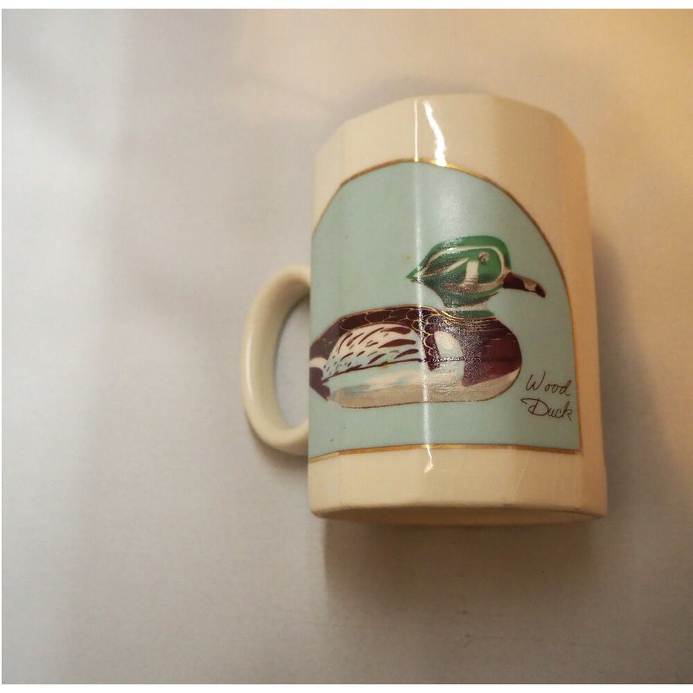 Vintage Otagiri Japan Wood Duck Mug Gibson Greeting Cards Faceted Wildlife Cup